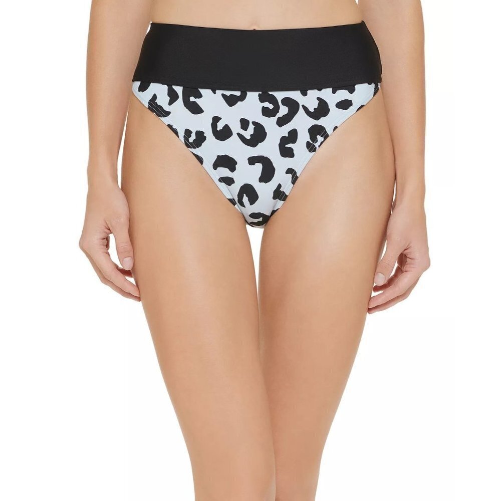DKNY‎ Womens Size Medium Animal Printed High Waist Swim Bikini Bottoms $58 1877